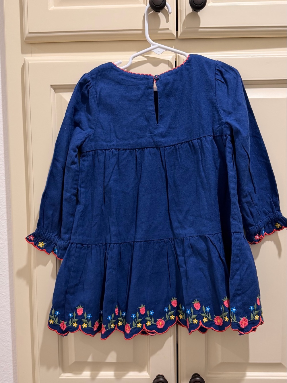 Mini Boden Navy Floral Embroidered Tiered Dress - Picture 2 of 6